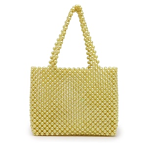 aquatan elegant pearl beaded handbag for women and girls  stylish clutch bag for parties  compact mobile bag in lime green