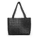 Aquatan Elegant Pearl Beaded Handbag for Women and Girls | Chic Party Clutch Bag | Compact Mobile Bag in Black