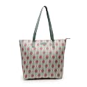 Aquatan Canvas Leaf printed Blush and Mint Tote Bag for Women