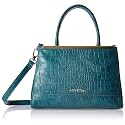 Aquatan Metallic Edge Medium Leather Tote Bag – Teal Women’s Handbag with Modern Detailing