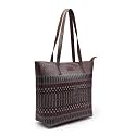Aquatan Canvas Dotted printed Dark Brown Tote Bag for Women