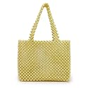 Aquatan Elegant Pearl Beaded Handbag for Women and Girls | Stylish Clutch Bag for Parties | Compact Mobile Bag in Lime Green