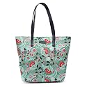 Aquatan Vegan Leather PU Tote Bag for Women Spacious, Stylish, Sturdy PU Material Handbag Zippered Compartment, Office and Travel Friendly for Girls (Printed Green)