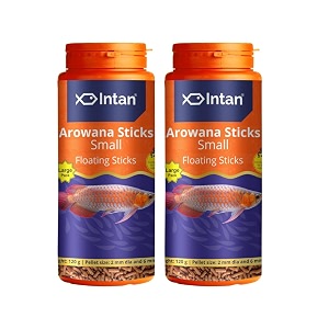intan aquatic arowana sticks fish food  small floating stick for arowana fish  large pack 120 gram each pellet size 2 mm dia and 6 mm dia pack of 2