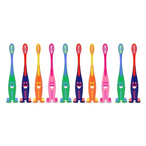 aquawhite junior smiley toothbrush soft bristles pack of 12