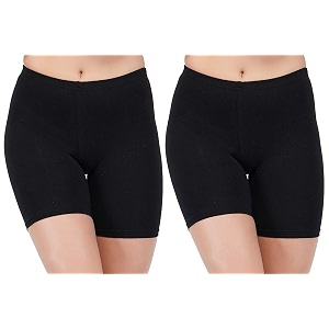 aquazzura women39sladiesgirls cotton lycra black cycling shorts -pack of 2