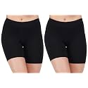 AQUAZZURA Women's/Ladies/Girls Cotton Lycra Black Cycling Shorts -Pack of 2