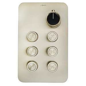 aquieen thermostatic diverter with push button amp flow control brushed gold 6 way