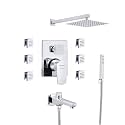 Aquieen Zura Diverter Set with Shower System & Hand Shower with Body jet (8" SHOWER MULTI FUNCTION (6 BODY JET))