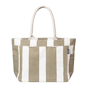 aqva printed cotton canvas tote bag for women amp men - reusable shoulder bag with full top zipper inner pocket