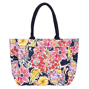 aqva printed cotton canvas tote bag for women amp men - reusable shoulder bag with full top zipper inner pocket