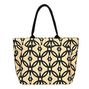 aqva printed cotton canvas tote bag for women amp men - reusable shoulder bag with full top zipper inner pocket