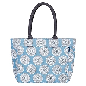 aqva printed cotton canvas tote bag for women amp men - reusable shoulder bag with full top zipper inner pocket