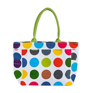 aqva printed cotton canvas tote bag for women amp men - reusable shoulder bag with full top zipper inner pocket