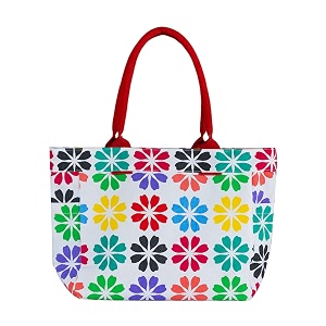aqva printed cotton canvas tote bag for women amp men - reusable shoulder bag with full top zipper inner pocket