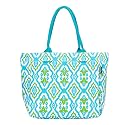 AQVA Printed Cotton Canvas Tote Bag for Women &amp; Men - Reusable Shoulder Bag with Full Top Zipper, Inner Pocket