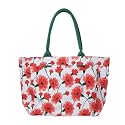 AQVA Printed Cotton Canvas Tote Bag for Women &amp; Men - Reusable Shoulder Bag with Full Top Zipper, Inner Pocket