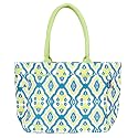 AQVA Printed Cotton Canvas Tote Bag for Women &amp; Men - Reusable Shoulder Bag with Full Top Zipper, Inner Pocket