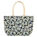 AQVA Printed Cotton Canvas Tote Bag for Women &amp; Men - Reusable Shoulder Bag with Full Top Zipper, Inner Pocket