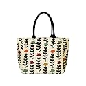AQVA Printed Cotton Canvas Tote Bag for Women &amp; Men - Reusable Shoulder Bag with Full Top Zipper, Inner Pocket
