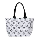AQVA Printed Cotton Canvas Tote Bag for Women &amp; Men - Reusable Shoulder Bag with Full Top Zipper, Inner Pocket