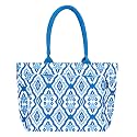 AQVA Printed Cotton Canvas Tote Bag for Women &amp; Men - Reusable Shoulder Bag with Full Top Zipper, Inner Pocket