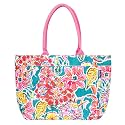 AQVA Printed Cotton Canvas Tote Bag for Women &amp; Men - Reusable Shoulder Bag with Full Top Zipper, Inner Pocket