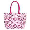 AQVA Printed Cotton Canvas Tote Bag for Women &amp; Men - Reusable Shoulder Bag with Full Top Zipper, Inner Pocket