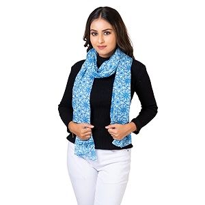 aqva printed cotton scarf for women lightweight soft scarves stoles for summer amp winter size 43 x 75 inches