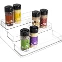 AR Mall 3 Tier Plastic Clear Spice Rack Countertop, and Cabinet Storage and Spice Organizer for Kitchen, Bathroom, Bedroom, and Office, Home Storage and Organization Solutions (3-Tier)