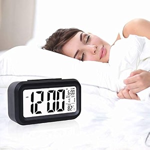 plastic digital smart backlight alarm clock with automatic sensordate amp temperature