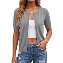 Arach&amp;Cloz Women's Wool Blend Cropped Business Casual Cardigan Sweater Tops