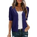 Arach&amp;Cloz Women's Lightweight Spring Summer Business Casual Cropped Short Sleeve Cardigan