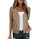 Arach&amp;Cloz Women's Lightweight Spring Summer Business Casual Cropped Short Sleeve Cardigan