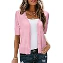 Arach&amp;Cloz Women's Lightweight Spring Summer Business Casual Cropped Short Sleeve Cardigan