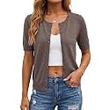 Arach&amp;Cloz Women's Wool Blend Cropped Business Casual Cardigan Sweater Tops