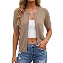 Arach&amp;Cloz Women's Wool Blend Cropped Business Casual Cardigan Sweater Tops