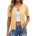 Arach&amp;Cloz Women's Wool Blend Cropped Business Casual Cardigan Sweater Tops