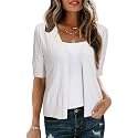 Arach&amp;Cloz Women's Lightweight Spring Summer Business Casual Cropped Short Sleeve Cardigan