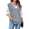 Arach&Cloz Womens Sweater Vest 2024 Fall Winter Knitted V Neck Oversized Casual Cap Sleeve Pullover Tank Tops