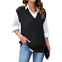 Arach&amp;Cloz Womens Sweater Vest 2024 Fall Winter Knitted V Neck Oversized Casual Cap Sleeve Pullover Tank Tops
