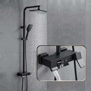 aramo shower setshower panel - brine with 3 functions in black color