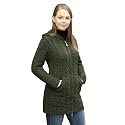 Aran Crafts Irish Women's Cable Knit Hooded Wool Coat (HD4025)
