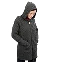 Aran Crafts Irish Women's Cable Knit Hooded Wool Coat (HD4025)