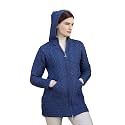 Aran Crafts Irish Women's Cable Knit Hooded Wool Coat (HD4025)