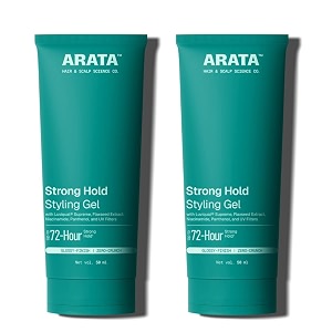 arata hair styling gel  derma tested for strong hold amp sleek smooth finish  non-greasy amp controls frizz  sls paraben amp alcohol-free formula  for men amp women 50  50 ml