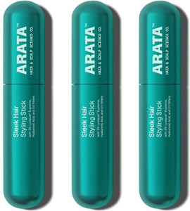 arata hair fix stick 15ml x 3  tames frizz  biotin  hyaluronic acid  no white cast hair styler 45 ml