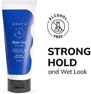 arata styling gel with flaxseeds for daily use  strong hold glossy finish hair styler 50 ml