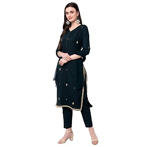 Arayna Womens Embroidered Rayon Kurta Palazzo Set