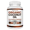 Arazo Nutrition Organic Coconut Oil 2000 MG Per Serving - 100% Extra Virgin Unrefined Cold Pressed for Weight Support, Skin, Hair, Nails - 120 Softgel Capsules